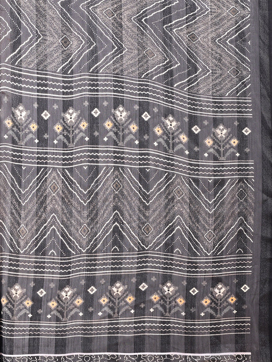 Leelavati Printed, Embellished, Embroidered Daily Wear Chiffon Saree (Grey)
