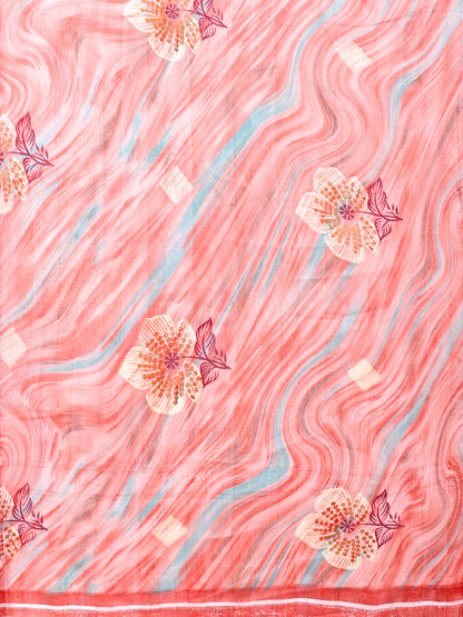 Leelavati Printed, Embellished, Embroidered Daily Wear Chiffon Saree (Orange)