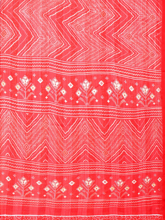Leelavati Printed, Embellished, Embroidered Daily Wear Chiffon Saree (Red)