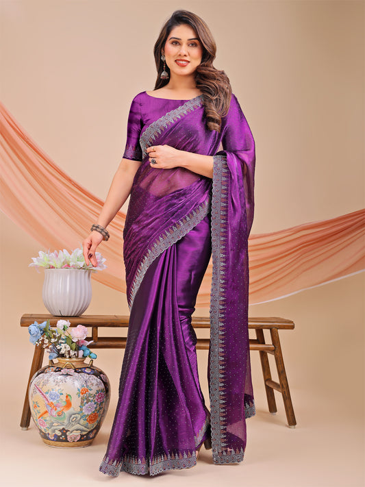 Leelavati Embellished Bollywood Jimmy choo Saree (Purple)