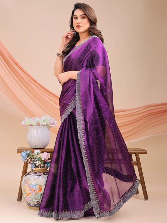 Leelavati Embellished Bollywood Jimmy choo Saree (Purple)
