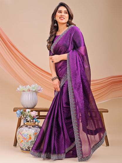 Leelavati Embellished Bollywood Jimmy choo Saree (Purple)