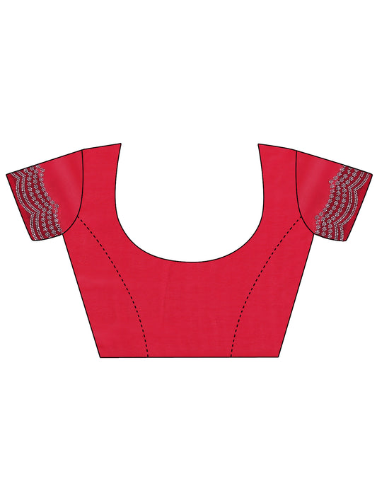 Leelavati Embellished Bollywood Chiffon Saree (Red)