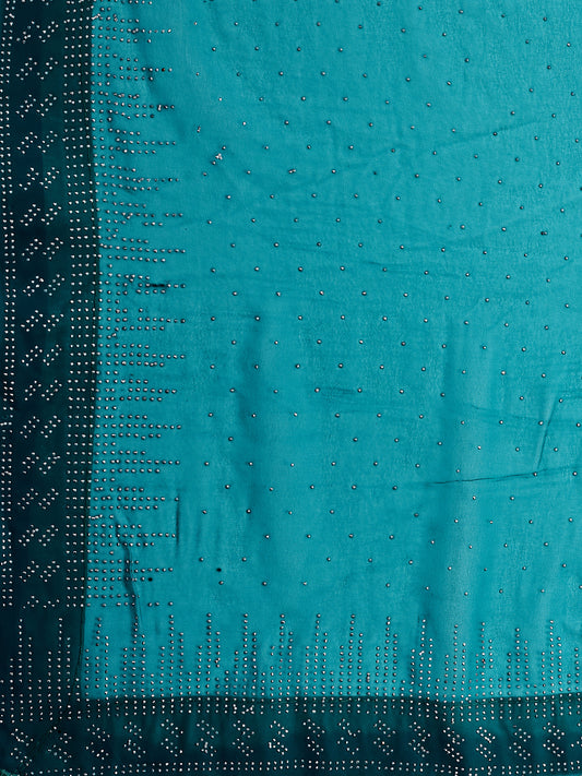 Leelavati Embellished Bollywood Chiffon Saree (Pack of 2, Blue)