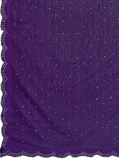 Leelavati Embellished Bollywood Chiffon Saree (Purple)