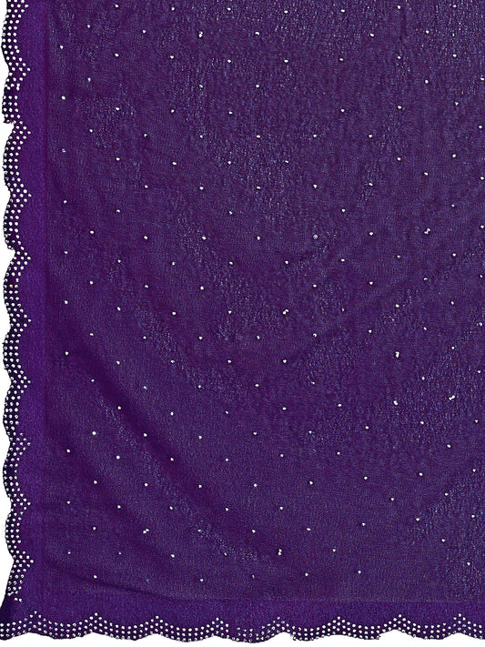 Leelavati Embellished Bollywood Chiffon Saree (Purple)
