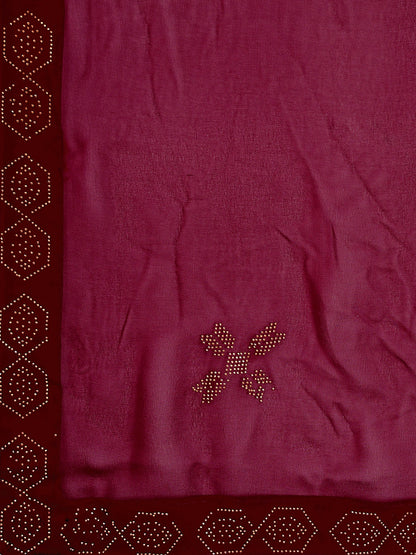Leelavati Embellished Bollywood Chiffon Saree (Maroon)