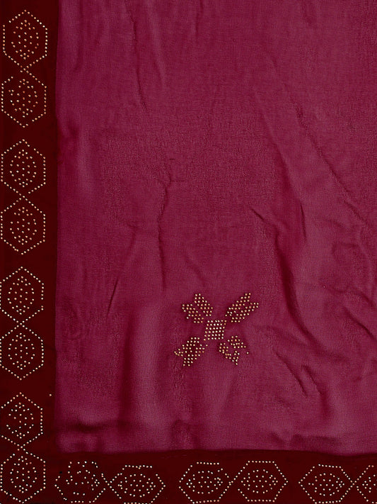 Leelavati Embellished Bollywood Chiffon Saree (Maroon)