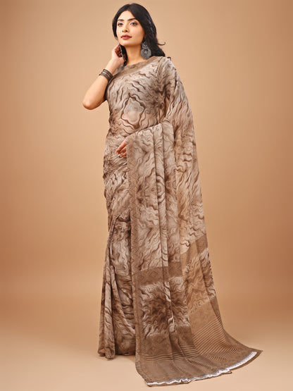 Leelavati Printed Daily Wear Chiffon Saree (Beige)