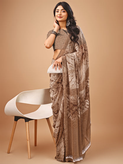 Leelavati Printed Daily Wear Chiffon Saree (Beige)