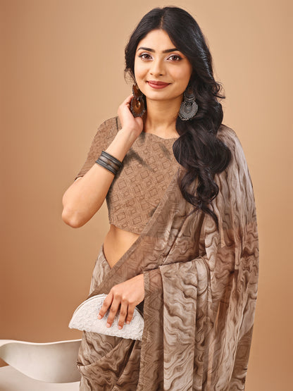 Leelavati Printed Daily Wear Chiffon Saree (Beige)