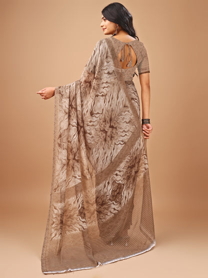 Leelavati Printed Daily Wear Chiffon Saree (Beige)