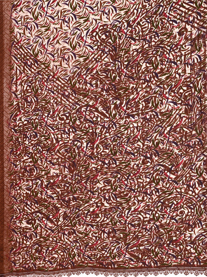 Leelavati Printed Bollywood Chiffon Saree (Beige)