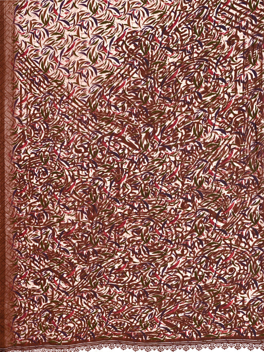 Leelavati Printed Bollywood Chiffon Saree (Beige)