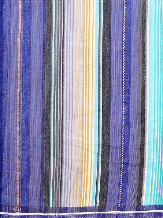 Leelavati Printed, Embellished, Embroidered Daily Wear Chiffon Saree (Blue, Light Blue)