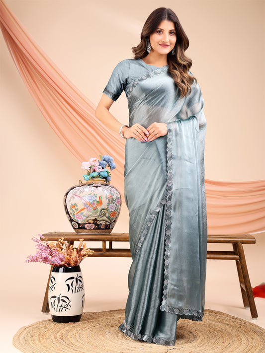 Leelavati Embellished Bollywood Jimmy choo Saree (Light Green)