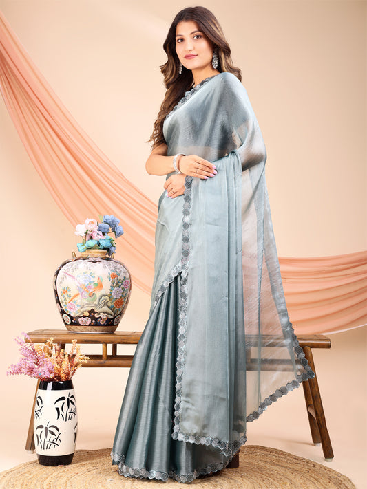Leelavati Embellished Bollywood Jimmy choo Saree (Light Green)