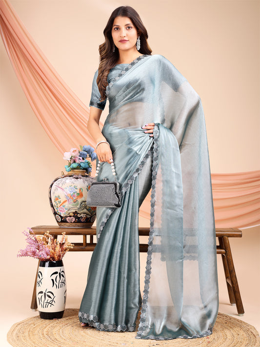 Leelavati Embellished Bollywood Jimmy choo Saree (Light Green)