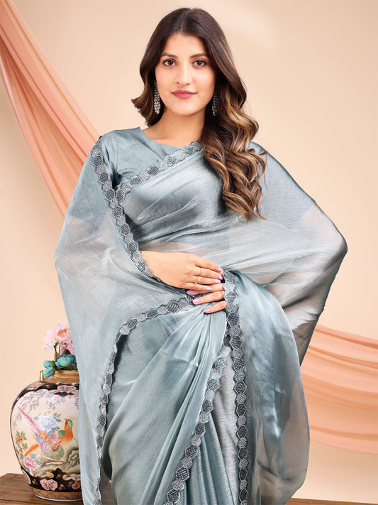 Leelavati Embellished Bollywood Jimmy choo Saree (Light Green)
