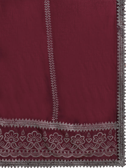 Leelavati Embroidered, Embellished Bollywood Georgette Saree (Dark Blue)