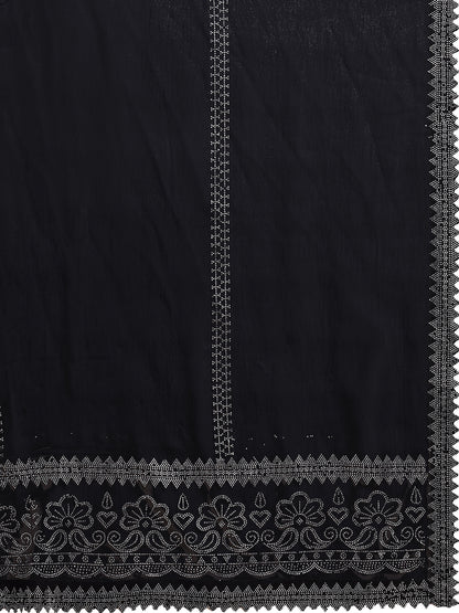 Leelavati Embroidered, Embellished Bollywood Georgette Saree (Black)