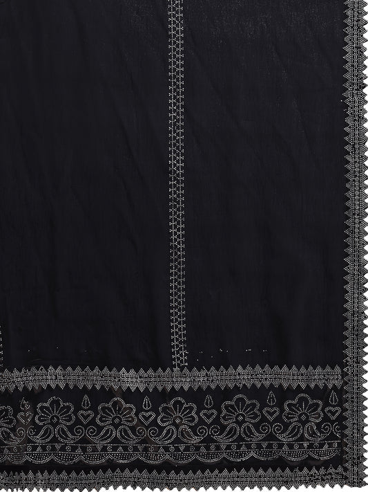 Leelavati Embroidered, Embellished Bollywood Georgette Saree (Black)