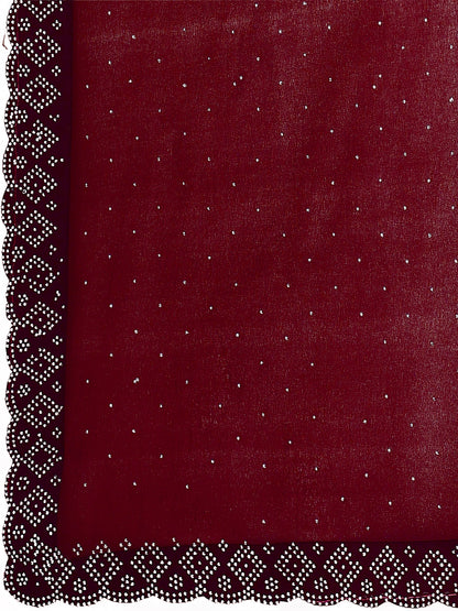 Leelavati Embroidered, Embellished Bollywood Georgette Saree (Maroon)