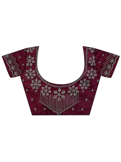 Leelavati Embroidered, Embellished Bollywood Georgette Saree (Maroon)