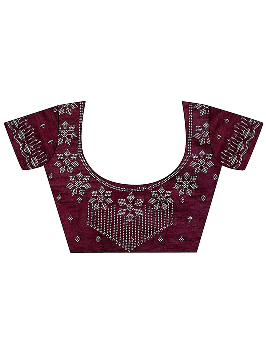 Leelavati Embroidered, Embellished Bollywood Georgette Saree (Maroon)