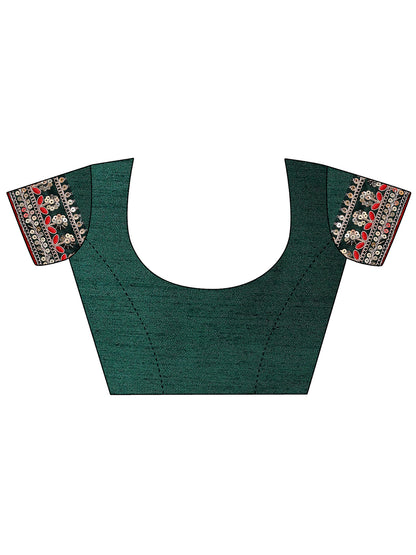 Leelavati Striped, Embroidered Bandhani Georgette Saree (Green)