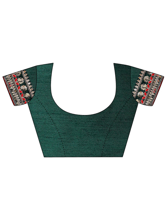 Leelavati Striped, Embroidered Bandhani Georgette Saree (Green)