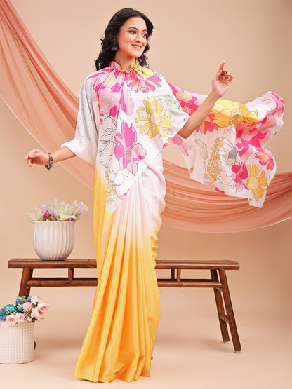 Leelavati Printed, Embellished, Embroidered Daily Wear Chiffon Saree (Multicolor)