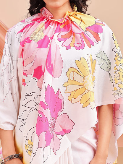 Leelavati Printed, Embellished, Embroidered Daily Wear Chiffon Saree (Multicolor)