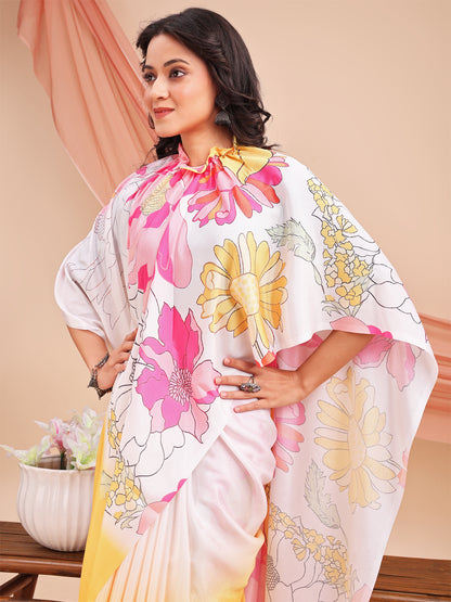 Leelavati Printed, Embellished, Embroidered Daily Wear Chiffon Saree (Multicolor)