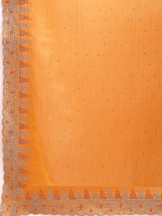 Leelavati Embroidered, Embellished Bollywood Jimmy choo Saree (Orange)