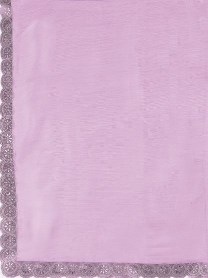 Leelavati Embroidered, Embellished Bollywood Jimmy choo Saree (Purple)