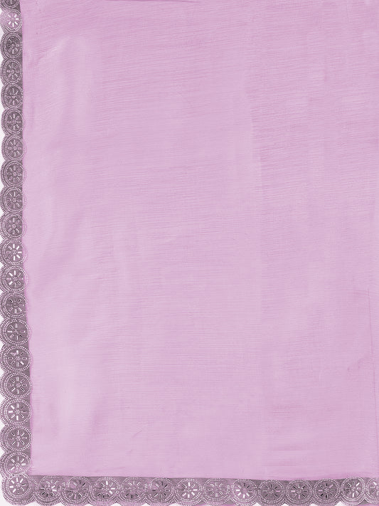 Leelavati Embroidered, Embellished Bollywood Jimmy choo Saree (Purple)