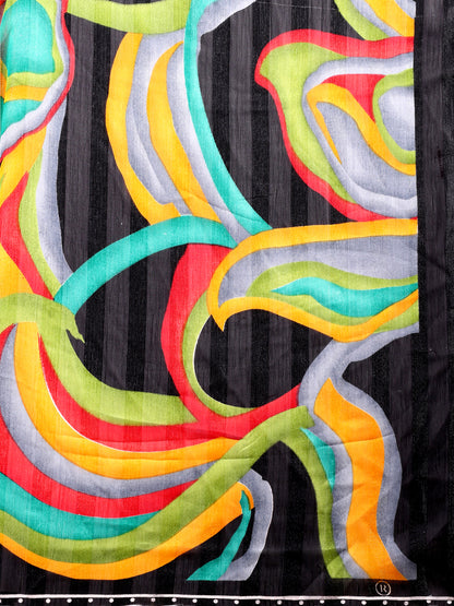 Leelavati Printed, Embellished, Embroidered Daily Wear Chiffon Saree (Black)