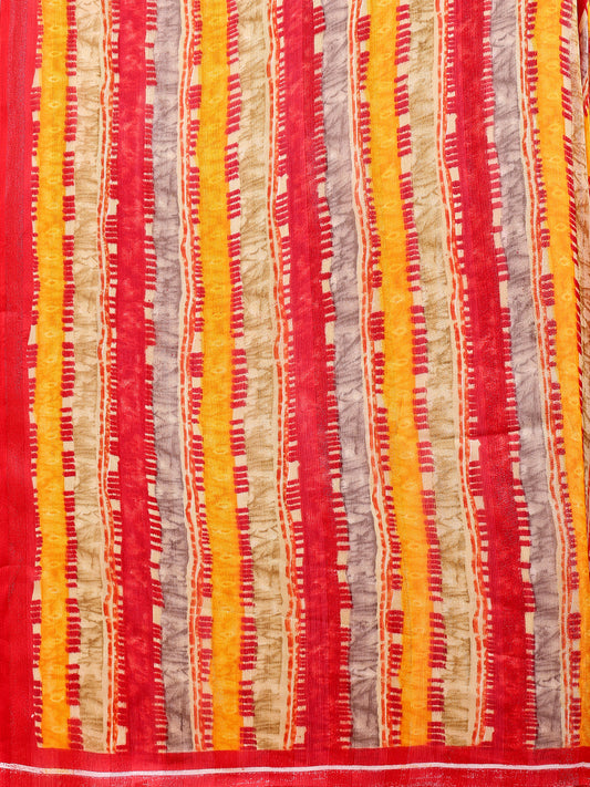 Leelavati Printed, Embellished, Embroidered Daily Wear Chiffon Saree (Red, Multicolor)