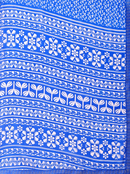 Leelavati Printed, Embellished, Embroidered Daily Wear Chiffon Saree (Light Blue)