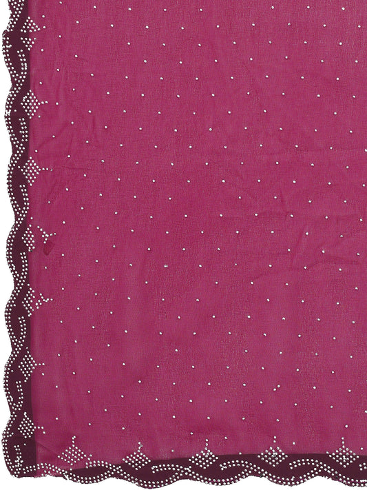 Leelavati Embellished Bollywood Chiffon Saree (Maroon)