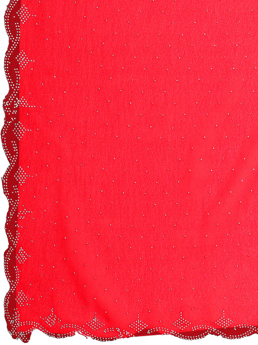 Leelavati Embellished Bollywood Chiffon Saree (Red)