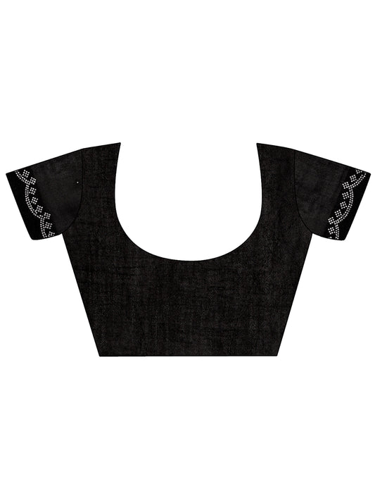 Leelavati Embellished Kanjivaram Silk Blend Saree (Black)