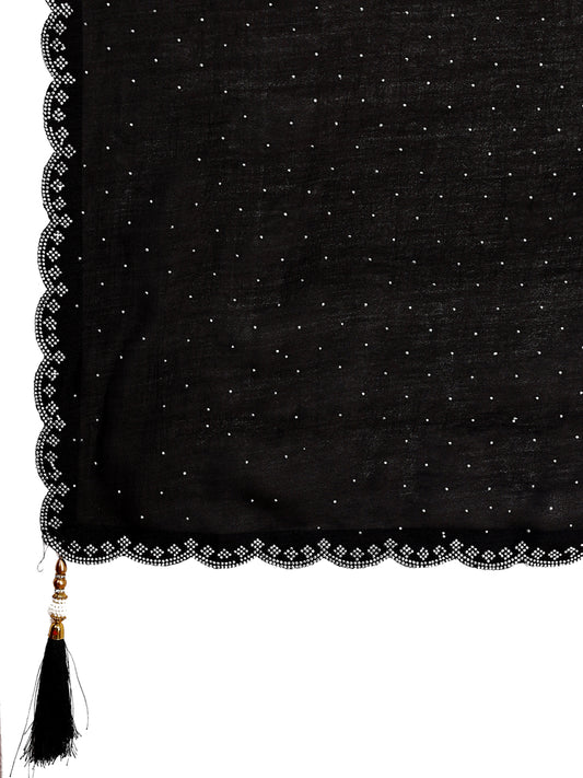 Leelavati Embellished Kanjivaram Silk Blend Saree (Black)