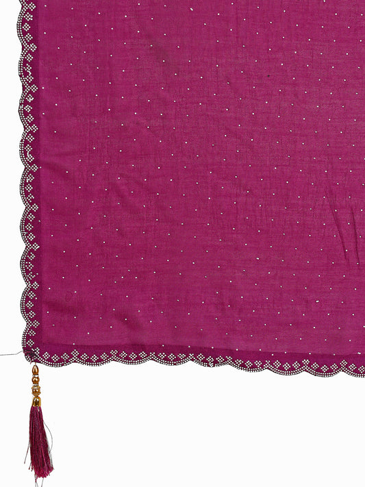 Leelavati Embellished Banarasi Organza Saree (Purple)