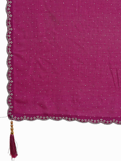 Leelavati Embellished Kanjivaram Silk Blend Saree (Purple)