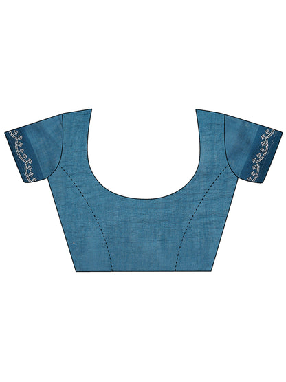 Leelavati Embellished Kanjivaram Silk Blend Saree (Blue)