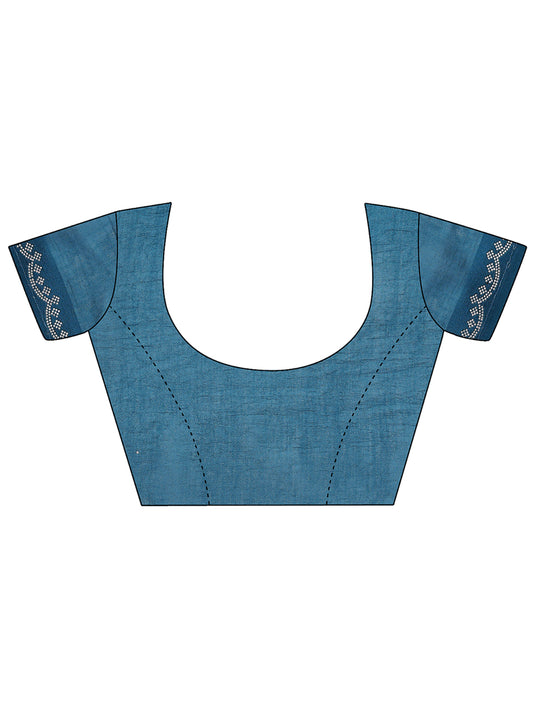 Leelavati Embellished Kanjivaram Silk Blend Saree (Blue)