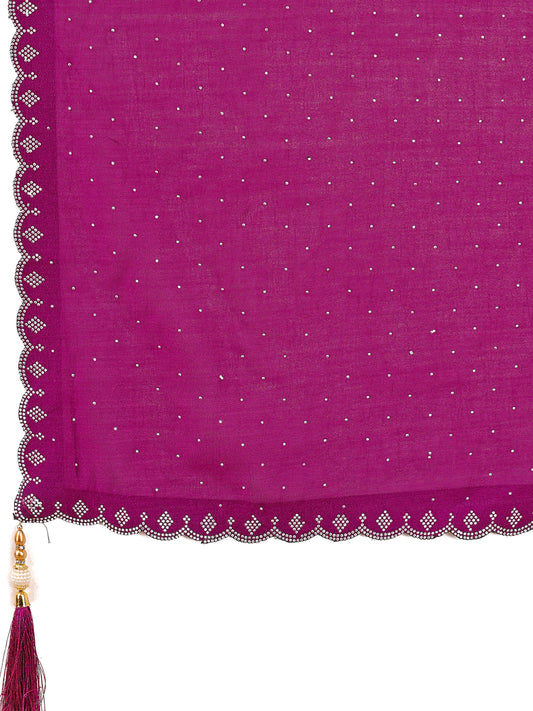 Leelavati Embellished Banarasi Organza Saree (Magenta)