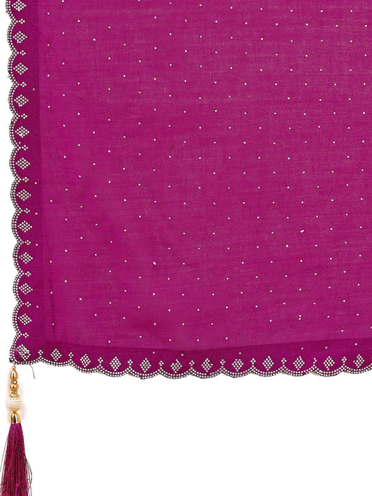 Leelavati Embellished Kanjivaram Silk Blend Saree (Magenta)